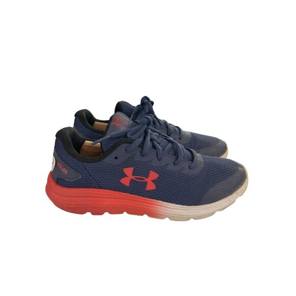 Under Armour Youth Size 4.5 Blue Red Mesh Sneakers Athletic Running Shoes - Picture 5 of 8